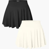 Damen Minirock 2er-Pack mit hoher Taille und Stretchbund – Schwarz Beige