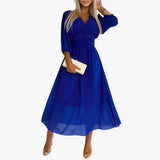 Leichtes Chiffonkleid - Luftiges Damen Sommerkleid elegant – Blau