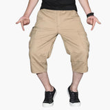Herren 3/4 Cargohose mit Taschen für Frühling und Sommer – Khaki