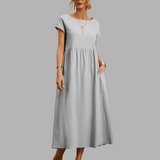 Frieda | Elegantes Maxikleid mit Sommerkomfort – Grau