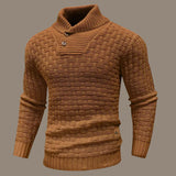 Arvigo – gestrickter herrenpullover mit knopfverschluss – Braun