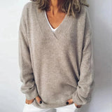 Damen Pullover | Klassisch gestrickt mit V-Ausschnitt – Beige