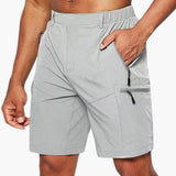 Herren Cargo Shorts mit Reißverschlusstaschen und Ripstop-Gewebe – Grau