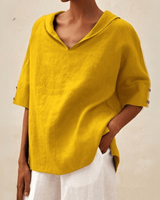 Marsica – Luftige Leinen Bluse Mit Lockerer Passform – Gelb
