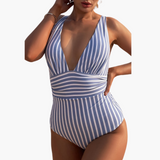 Badeanzug Einteiler - Damen Bademode mit Bauchkontrolle – Blau