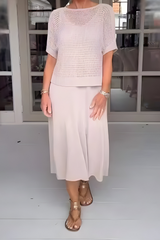 NORMA - Sommerkleid mit Strickoberteil – Beige