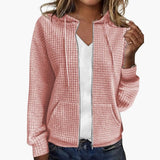 Kapuzen Sweatshirt mit Reißverschluss für Damen – Rosa
