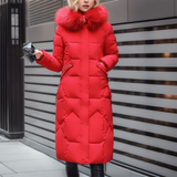 Daunenjacke Damen Lang Mit Kapuze | Gefüttert Und Elegant – Rot