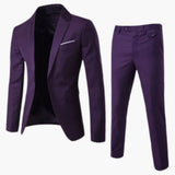 Herren Sommer Anzug Zweiteiler mit Revers und Flatfront Hose – Lila