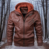 Heat leather – hochwertige warme lederjacke mit kapuze – Rot