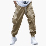 Herren-Cargo-Joggerhose mit Kordelzug und elastischen Bündchen – Beige