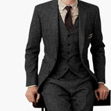 Herren Anzug dreiteilig mit Slim Fit Hose und Revers – Grau