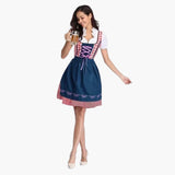 Spitzenbesetztes Dirndl kleid für Damen - Oktoberfest 2025 – Rosa-blau