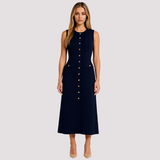 Jorja - Elegantes Midikleid mit Knöpfen – Blau