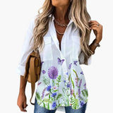 Casual Bluse für Damen mit Blumenmuster - Locker & Elegant – Weiß