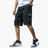 Herren Sommer Cargo Shorts mit Gummibund und Klappentaschen – Schwarz