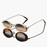 Damen Sonnenbrille mit runden Gläsern und UV-Schutz – Beigegelb
