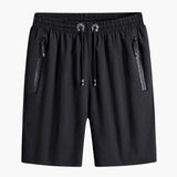 Herren Sommer Shorts mit Reißverschlusstaschen und Kordelzugbund – Schwarz