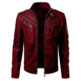 Herren Stilvolle Premium Bikerjacke | Mehrere Taschen – Rot