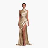Glamouröses Satin Abendkleid - perfekt für Damen Gala Events – Gold