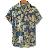 Michael | Hawaiianisches Kurzarmhemd mit floralem Allover-Print – Blau Grau