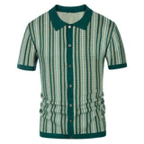 Atmungsaktive Herren Chevron Poloshirt mit Knopfleiste – Julian – Waldgrün