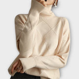 Elena | Warmer Pullover mit Rautenstruktur – Beige