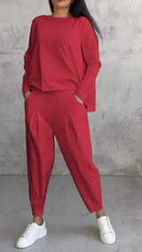 Trendy Casual Damen Kleidung Set - Brooklyn – Rot