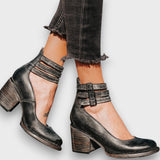 Ginevra – Stiefeletten mit Mehrfachriemen und Blockabsatz – Schwarz