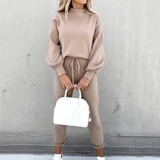 Damen Zweiteiler Set | Freizeitanzug mit Pullover und Hose – Khaki