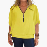 Helene | Chiffon-Top mit Reißverschluss – Gelb