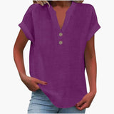 Damen Bluse mit V-Ausschnitt und kurzen Ärmeln – Lila 2