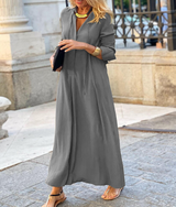 Leona - Damen Bequemes Maxikleid – Grau