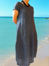Allie - Lässiges, locker sitzendes Kurzarmkleid für Damen – Grau
