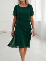 Juliette | Elegantes, fließendes Kleid mit Rüschen – Grün