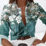 Freesia – Bluse mit Blumenmuster – Grün