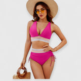 Raven | Bauchfreies Bikini-Set mit hoher Taille – Pink