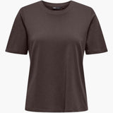 Damen T-Shirt mit Rundhals und kurzen Ärmeln aus Leichtstoff – Dunkelbraun