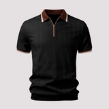 Bryn - Stilvolles Zip-Up-Poloshirt – Schwarz