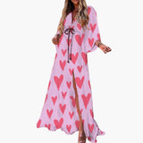 Farbenfrohes Sommerkleid - Damen Maxikleid mit Blumenprint – Rosa