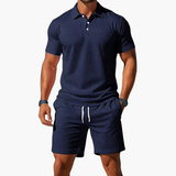 Leichtes Sommer Polo Set Herren - Kurzarmshirt & passende Shorts – Marineblau