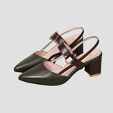 Nia | Orthopädische Komfort-Sandalen mit Blockabsatz – Dunkelgrün