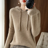 Damen Kapuzenpulli mit Langarm | Strick – Braun 2