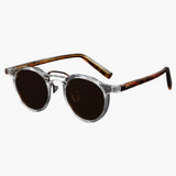 Damen Sonnenbrille rund mit UV400 Schutz und Acetatrahmen – Klarer Tee