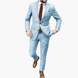 Herren Anzug zweiteilig mit Reverskragen und Slim Fit Hose – Himmelblau