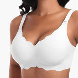 Nahtloser Damen BH ohne Bügel mit verstellbaren Trägern – Weiß-doppel Vorderwelle