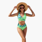 Eleganter Crossover-Bikini - Damen Zweiteiler für den Sommer – Neonwelle