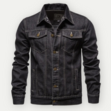 Herren Klassische Übergangsjacke | Trucker-Stil Jeanslook – Schwarz