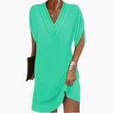 Kleid Damen - Elegant mit V-Ausschnitt & kaschierendem Schnitt – Grün