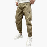 Herren Sommerhose mit Knopfleiste und elastischen Bündchen – Khaki